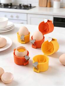 Egg Cracker, Stainless Steel Egg Opener, Household Kitchen Labor-Saving Cracking Tool - Multicolor - View 3