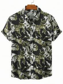 Abstract Artistic Patterns Symbolize The Vitality Of Nature And The Freedom Of Movement. 3D Printed Men's Casual Short Sleeved Button Up Shirt - A508D-AT23008 - 查看 3