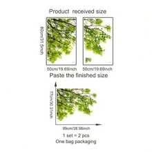 2pcLarge Green Tree Branch Wall Sticker Removable Self-Adhesive Leaf Mural For Living Room Bathroom Sofa Background Aesthetic Nature Wall Art Home Decor Wallpaper DIY - Green Leaf Wall Stickers - View 4