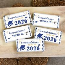 10pcs 2026 Graduation Chocolate Bar Packaging Paper - Blue And Gold Graduation Cap Design Candy Bar Stickers, Suitable For Graduation Party Favors, Congratulations Graduate Gifts Decoration - Blue - View 6