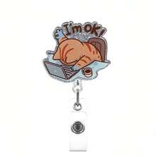 TONAVIETO 1pc Ok Cat Badge Reel, Funny Retractable Badge Holder Clip With Swivel Alligator Clip For Medical Student Teacher Doctor - Ok Cat - View 7