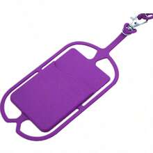 可调节颈带手机支架，斜挎肩带设计，带卡槽，通用硅胶挂绳 - 彩色 - 查看 3