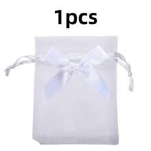 1/5/10/20个装白色透明薄纱袋，首饰袋，玫瑰花束口袋，婚礼回礼袋，圣诞节薄纱袋，小礼品袋，首饰袋，迷你束口袋，网眼袋，适用于婚礼回礼、派对礼物、母亲节礼物、礼品、新娘送礼会、毕业派对用品 - 白色 - 查看 10