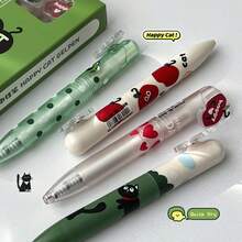 快乐猫咪造型中性笔，0.5mm速干黑色笔，创意磁性配件中性笔，旋转书写笔，办公用品 - 套裝 - 查看 8