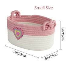 Cesta de lavandería para habitación de niñas, cesta de almacenamiento con corazón rosa, cesta de cuerda tejida, cesta redonda linda para mantas, cesta de almacenamiento de juguetes con asas, cesta de decoración del hogar adecuada para dormitorio, baño, dormitorio - Multicolor - Ver 15