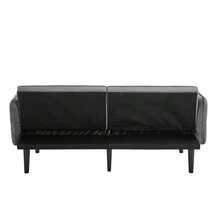 Adjustable 2-In-1 Sofa Bed – Double Seat, Velvet Fabric, Folding Armrests With Sleeping Function, Ideal For Small Families. - Grey - View 4
