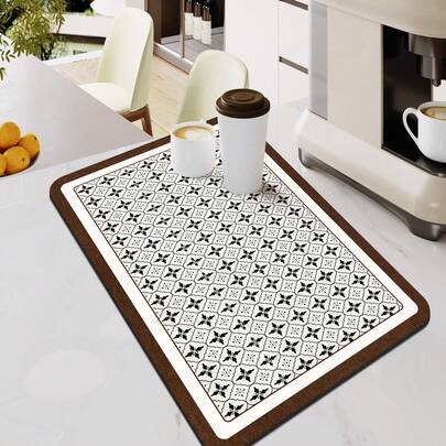 Alfombrillas de secado de platos de cocina, alfombrilla impermeable para máquina de café, almohadilla absorbente para escurrir, mantel de mesa antideslizante para escurrir vajilla