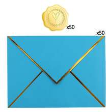 Bộ 50 phong bì thư mời cao cấp A7 kiểu nắp gập chữ V kèm sticker, kích thước 5x7 inch, viền mạ vàng, thích hợp cho lễ tốt nghiệp, đám cưới, tiệc tùng, sinh nhật, cần thiết cho mùa tựu trường. - 50 phong bì + 50 miếng dán - Xem 18