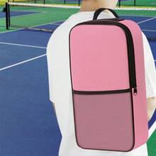 1个匹克球拍包，匹克球拍包，字母A到Z图案网球包，黑色球拍保护套，拉链式匹克球拍包，女士网球拍背包 - 粉色 - 查看 7