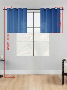 1 buah Tirai Tipis, Melembutkan Pencahayaan, Berlubang, Bagian Atas dengan Lubang Pengait, Semi-Transparan, Dapur, Cocok Untuk Rumah Atau Kantor, Kamar Tidur, Balkon, Ruang Tamu, Warna Polos, Produk Baru, Minimalis, Rustik - Biru - View 38