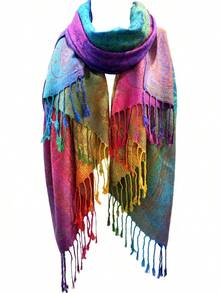Rainbow Cashew Pashmina Scarf - Large Soft Warm Shawl Wrap, Versatile Headscarf For Women, Winter Accessory - Meihua - View 7