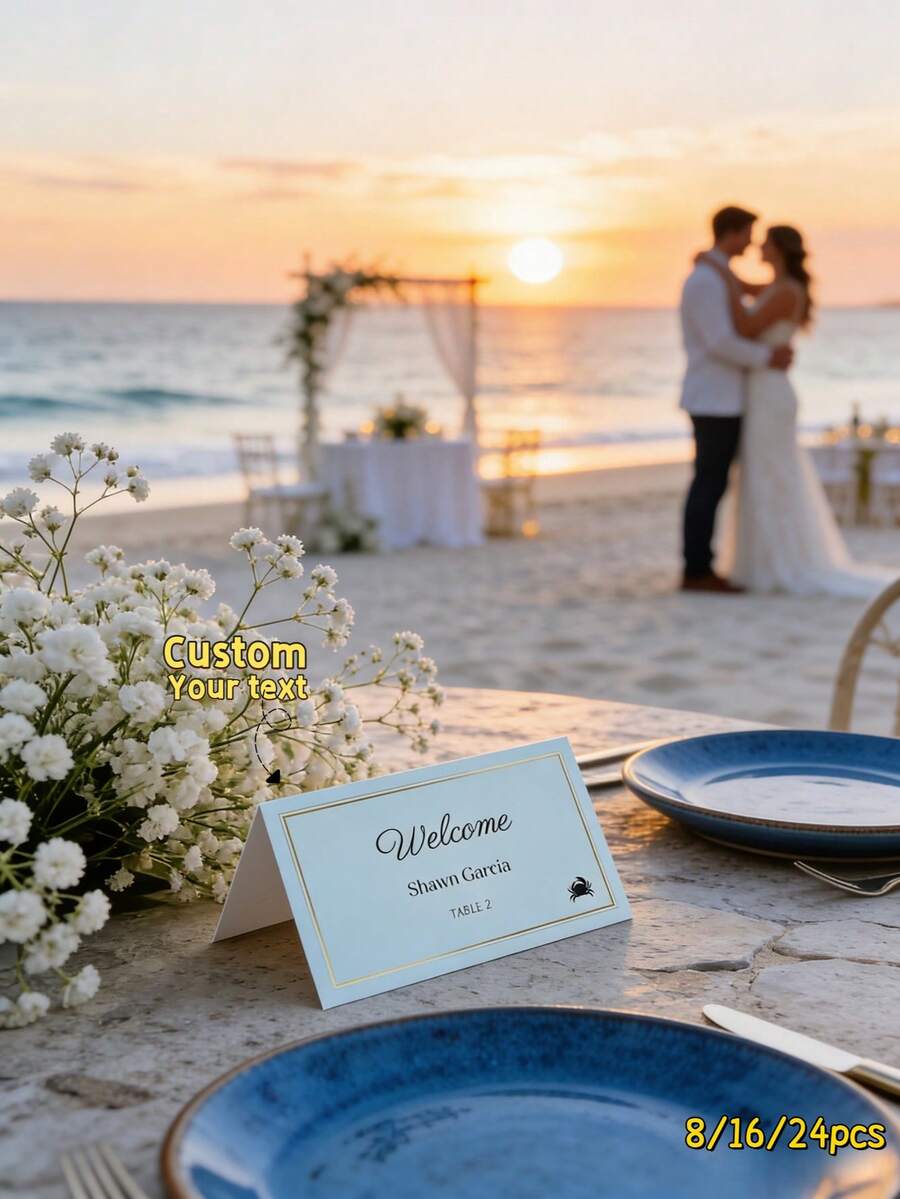 8/16/24张个性化婚礼桌卡,可定制姓名文字卡,简约优雅婚礼席位卡,亚克力/纸质接待席位卡,定制新人身份识别装饰,婚礼订婚新娘派对桌饰,宾客座位安排,派对活动装饰用品 - 多色4 - 查看 1