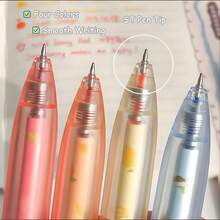 Bộ 4 bút bi mực gel hương trái cây thú vị, ngòi 0.5mm, mực khô nhanh, thiết kế tối giản trong suốt, viết trơn tru, thích hợp nhất cho việc viết nhật ký, vẽ, văn phòng phẩm và học tập. - Bút bi ngắn - Xem 8