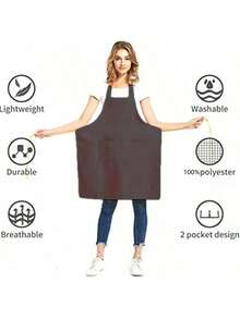 1pc/3pcs/6pcs/12pcs Unisex Apron With 2 Spacious Pockets, Machine Washable, Suitable For Kitchen, Crafts, Barbecue, Painting - Black - View 6