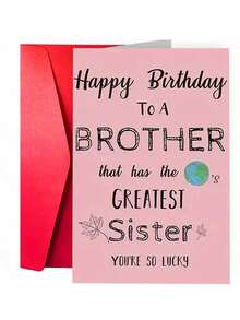 1 pieza Tarjeta de felicitación personalizada con sobre, Tarjeta de cumpleaños divertida de hermana a hermano, En blanco en el interior para personalizar, Mejor regalo - Multicolor - Ver 12