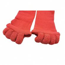 Women Toe Separator Socks Toeless Foot Alignment Socks For Yoga GYM Massage Pain Relief Improves Circulation Stretchy - Màu đỏ - Xem 7