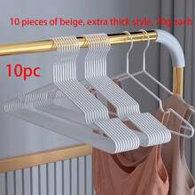100 chiếc/gói, 10 chiếc/bộ Móc treo quần áo chống trượt chất lượng cao, đúc khuôn bằng nhựa, màu sắc hiện đại, dùng trong nhà - Màu be - Xem 15
