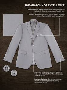 Men's Suit Jacket, Light Gray Single-Breasted Formal Wear, Elegant Slim Fit Single-Breasted Party Suit Jacket, Suitable For Formal Business Occasions, Weddings, Size XS-3XL, Men's Holiday Outfit, Valentine's Day Gift For Men - Light Grey - View 8