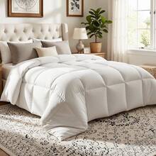 Yundo Comfortable Down Alternative Quilt - Quilted Comforter Queen Size, All-Season Blanket, Soft And Gentle Down Alternative Bedding, With 8 Corner Straps, Suitable As Gift For Men And Women,  White, Queen Size 88 X 88 Inches - 2026 New Arrival - Chăn chần bông kẻ ô trắng - Xem 1