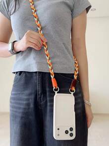 Correa de teléfono de silicona sólida trenzada, adecuada para iPhone 17 Pro Max, 17 Pro, 17 Air, 17, 16 Pro Max, 16 Pro, 16, 16 Plus, 15 Pro Max, 15 Pro, 14 Pro Max, 14 Pro, 15, 14, 13, 12, 11, regalo de primavera - Blanco - Ver 3