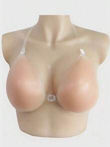 Invisible Self-Adhesive Thick Silicone Breast Petals With Waterdrop Shape Cups And Anti-Bump Nipples, Transparent Shoulder Straps, Breast Lift And Backless Push Up For Evening Dress, Wedding Dress And Swimming Wear - Apricot - View 11
