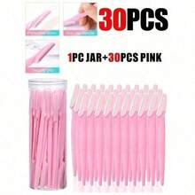 30pcs/Bottle Eyebrow Razor Set, Includes Storage Box, Facial Trimming Blades & Shaver, Suitable For Facial & Body Hair Removal, Essential Hair Salon, Beauty & Travel Accessory - 彩色 - 查看 11