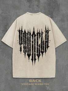 Summer Tops1 Pcs1PC Y2K Vintage Washed T-Shirt |   Men's YLA Graphic Tee |   Gym Graphic Tee |   Gifts For Men Or Boyfriend |   100% Cotton |   230Gsm Thickened Fabric |   Unisex230g 100% Cotton - Apricot - View 3