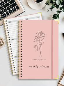Simple Weekly Planner With Time Slots, 1pc Personal Organizer For Office Appointment, Family Planning And School Acdemics, Daily & Weekly Schedule Planner With Habit Tracker, Effective Tools, Control Your Day And Life School Supplies, Office Supplies Adult Gifts Teacher Gifts Mothers Day Gift - Pink - View 2