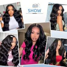 13x4 Lace Front Wigs Human Hair 30 40 Inch Body Wave HD Lace Front Wigs Human Hair Pre Plucked 200 Density With Baby Hair Transparent Lace Frontal Wigs For Women Natural Color - 黑色 - 查看 8
