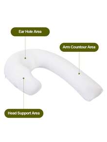 1pc Contoured Sleep Pillow: Unique Design Unisex, Soft Quilted Headboard Pillow, Neck & Shoulder Care, Contoured Bed Hug Pillow, Soft Contoured Pillow For Side Sleepers, Quilted Comfortable Neck Support Pillow, Suitable For Sleeping, Side Sleepers, Reading And Napping - Dark Grey - View 4
