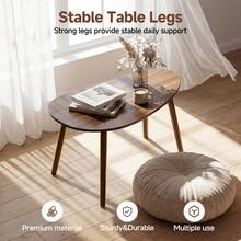 Senmeo 1Pc Creative Shaped Side Table, Anti-Tip Sturdy Leg End Table With Rounded Corners For Living Room/Bedroom/Apartment - 胡桃色 - 查看 8