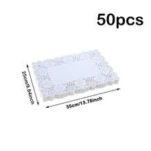 50/100pcs Rectangular Paper Placemats, Disposable Grease-Proof Lace Placemats, Suitable For Placemats, Wedding Birthday Party Dessert Table Food Decoration, 3 Sizes Available - View 12
