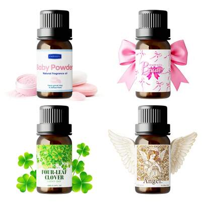 EMBRACEX. 10毫升天使婴儿爽身粉香氛精油，蝴蝶、四叶草香氛精油，适用于香薰机、加湿器、蜡烛制作、藤编香薰机、车载香氛、节日礼物、提升个人魅力的幸运香氛