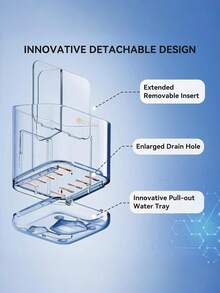 1pc 3-Slot Detachable Electric Toothbrush Holder, Wall-Mounted With Divider, Removable Toothbrush And Toothpaste Storage Rack, Suitable For Bathroom/Kitchen/Office - Multicolor - View 9