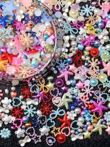 Bestselling Nail Art Resin Bow Ribbon, ABS Asymmetrical Pearl, Heart, Five-Pointed Star Mixed Styles - Multicolor - View 5