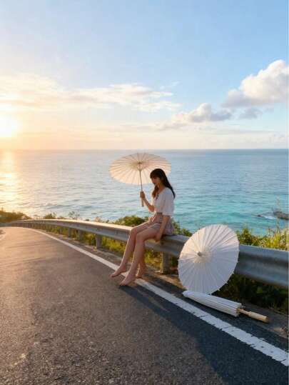 A Vintage White Creative Women's Blank Paper Parasol Wedding Umbrella - Available In Four Sizes - Paper Umbrella Open Diameter Size ...
