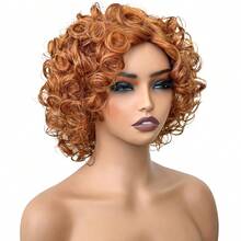 8 Inch Synthetic African Curly Short Bob Wig For Women With Bangs, Elastic Fluffy Curly, High Temperature Fiber Material, Rose Net Cap, 150% Density, Suitable For Daily And Party Use - Multicolor - View 5