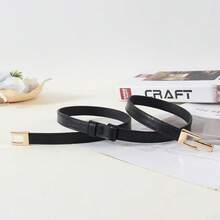 1pc Fashionable Minimalist Elastic Adjustable Buckle Belt - Black - View 4
