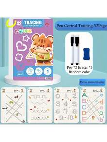 32-Page Reusable Magic Practice Notebook Set | Whole Brain Development Training, Pen Control Training And Painting Education Workbook | Learn Writing Skills, Mixed Color Paper - Multicolor - View 2