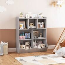 Estantería infantil de 3 niveles con gran capacidad – Mueble organizador multifunción para libros y juguetes – Diseño compacto y resistente – Ideal para dormitorio, sala de juegos y aula - Gris - Ver 5