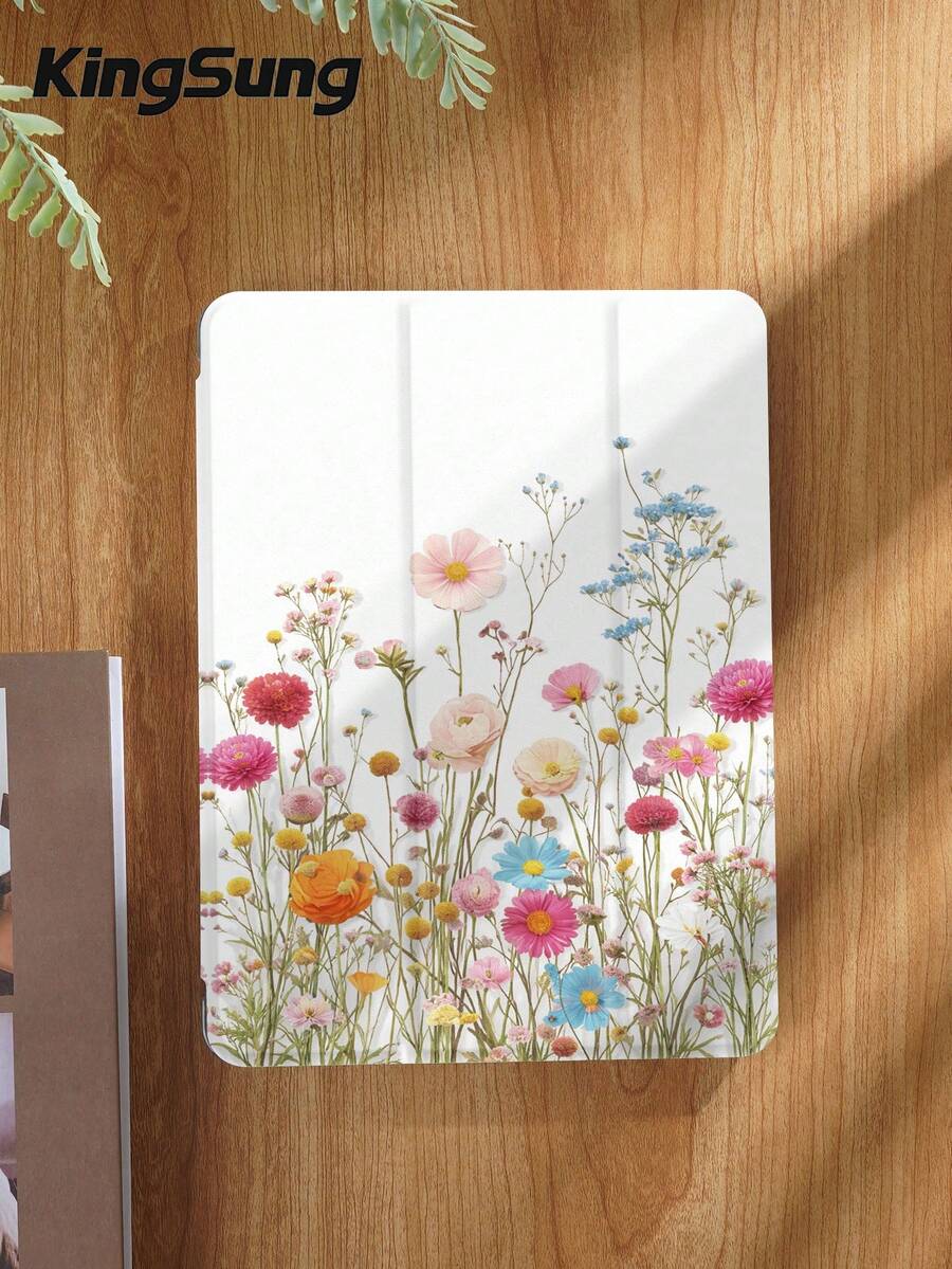 Kingsung Ốp bảo vệ máy tính bảng họa tiết hoa, tương thích với iPad 9.7/10.2/10.5/10.9/12.9 inch/Pro 11 inch, thế hệ thứ 10, Galaxy Tab S6 Lite 10.4 inch, Kindle Paperwhite thế hệ thứ 12 2024, Kindle thế hệ thứ 11 2022, mềm mại, chống sốc, chân đế thông minh/tự động bật/tắt màn hình.