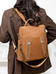 Women's Fashion Anti-Theft Backpack, Suitable For Travel, School, And Laptop - Brown - View 4
