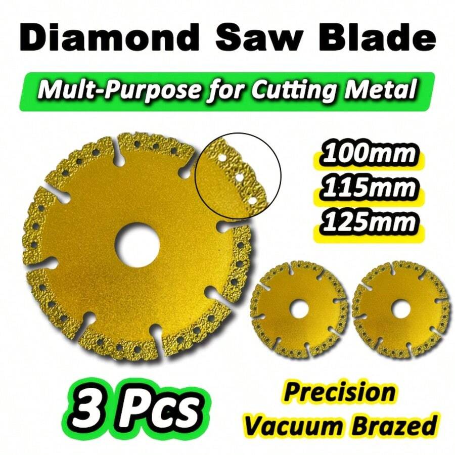 3pcs (100mm/115mm/125mm) Diamond Saw Blades | Cuts Marble, Ceramic Tile, Granite Quickly, Efficient Chip Removal, Smooth Cutting