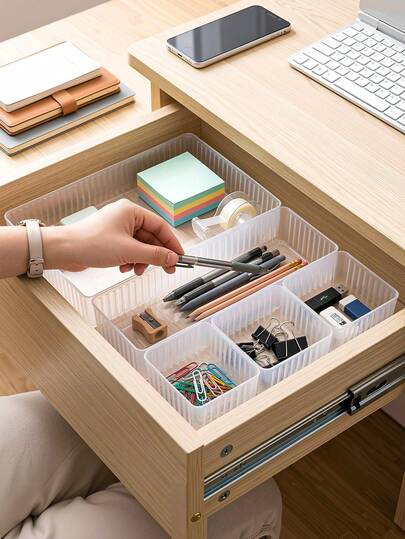 Bộ 1/4/7 hộp đựng đồ trong suốt, khay chia ngăn đựng mỹ phẩm, hộp đựng đồ bằng nhựa xếp chồng được, hộp đựng đồ trang điểm, hộp chia ngăn kéo đa chức năng, giải pháp lưu trữ mỹ phẩm và chăm sóc da, khay đựng đồ trong suốt chống trượt, hộp đựng đồ lộn xộn trên bàn làm việc.