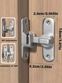 1pc Heavy Duty Security Door Lock Handle | Anti-Pry, Adjustable 90°/180° Sliding Latch | Commercial/Residential Grade Bolt Lock With Screws, Manual, Reinforced Durable Structure Suitable For Bathroom, Home - Multicolor - View 10