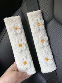 1pc/2pcs Embroidered Flower Car Seat Belt Covers, Soft Protective Shoulder Pads, Female Goddess Car Interior Decor - A - View 16