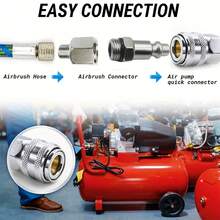 Ống dẫn khí nén bện 6ft dành cho súng phun sơn, có đầu nối Paasche và van điều chỉnh 1/4" cho máy nén khí. - ống dẫn khí súng phun - Xem 6