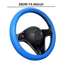 1pc Embossed PU Leather Patchwork Car Steering Wheel Cover, Non-Slip, Breathable, Universal 15 Inch (Approx. 38cm) - Multicolor - View 5