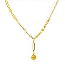 18K镀金几何项链套装，配旋转珠子和5克防褪色锁骨链 - 金色 - 查看 5