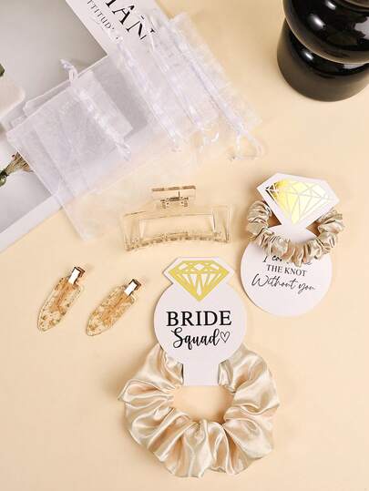 10 piezas Juego de Scrunchies de unicolor con tarjeta de papel, Lazos de pelo elásticos elegantes, Regalos para bodas, fiestas, uso diario